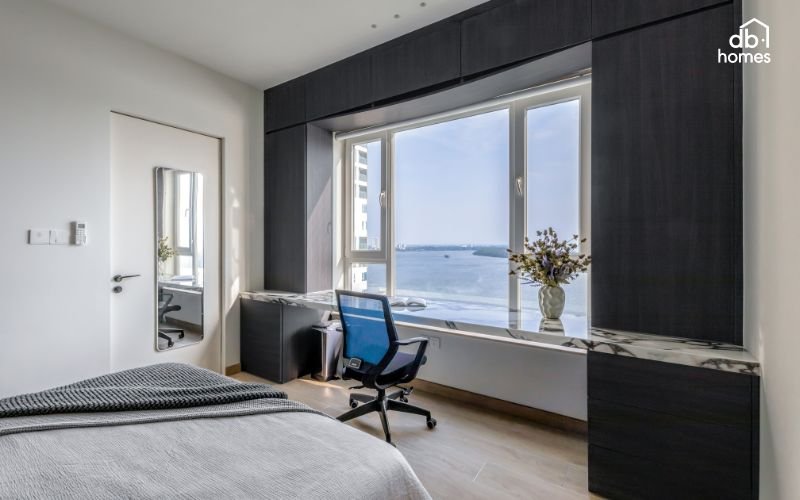 Không gian làm việc tại căn hộ Diamond Island tinh tế, kết hợp sự yên tĩnh và nguồn cảm hứng