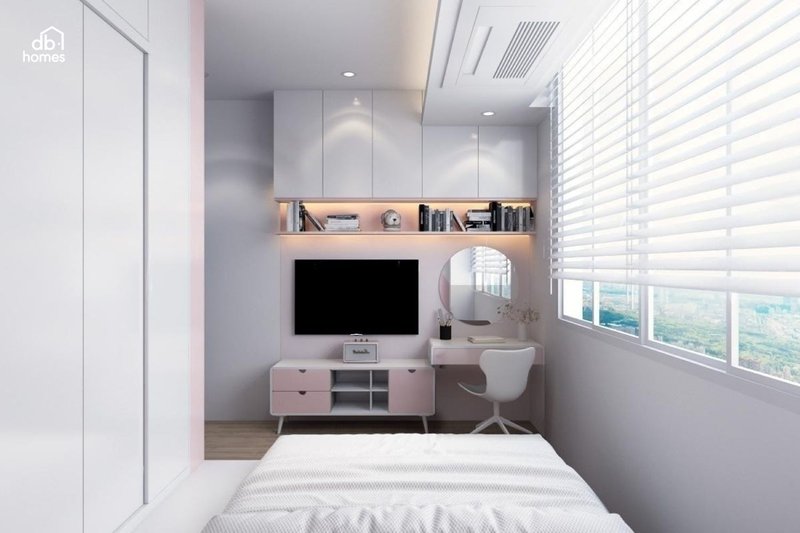 Phòng ngủ phụ dành cho trẻ em với cách bài trí đơn giản giúp tiết kiệm ngân sách và dễ dàng dọn dẹp, bảo trì