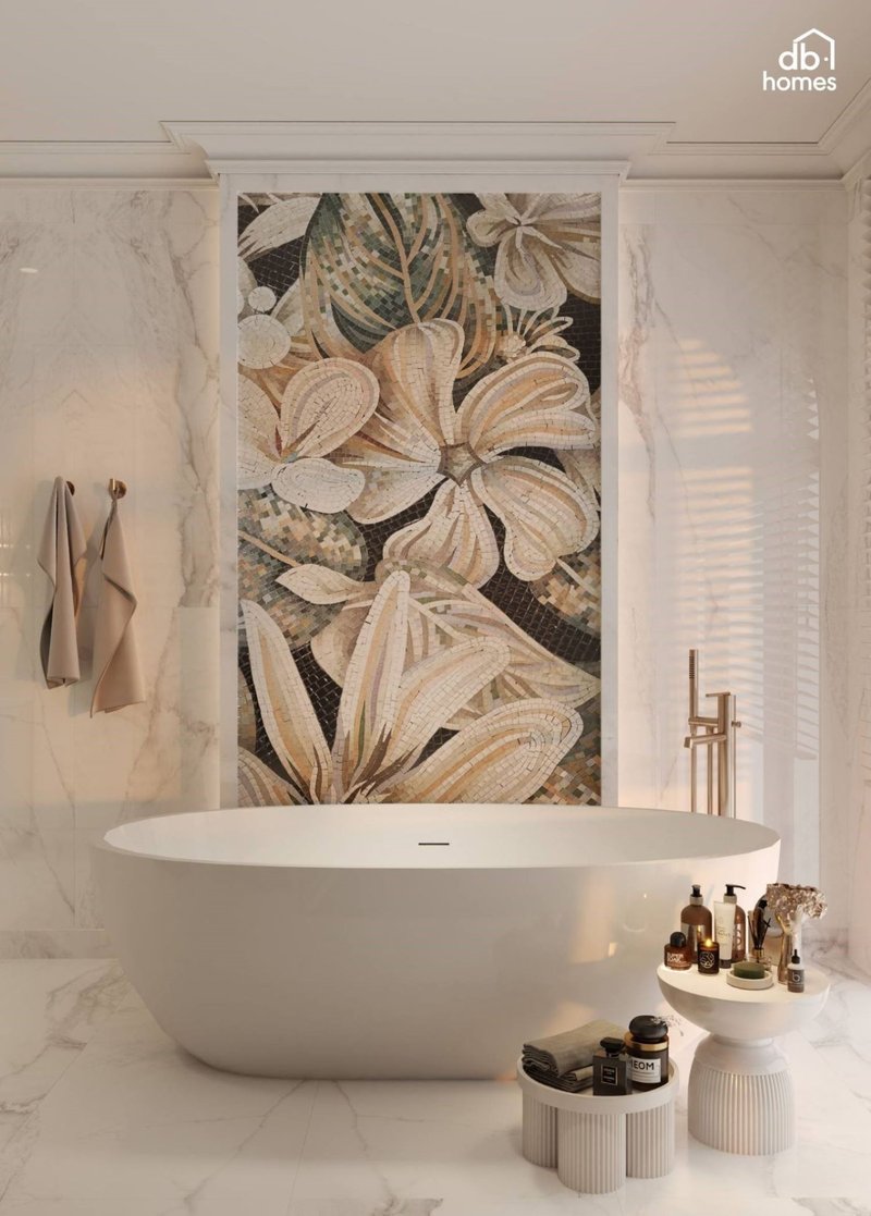 Phòng tắm trong thiết kế nội thất chung cư Tân Cổ Điển được thiết kế với những đường nét tinh tế và sang trọng