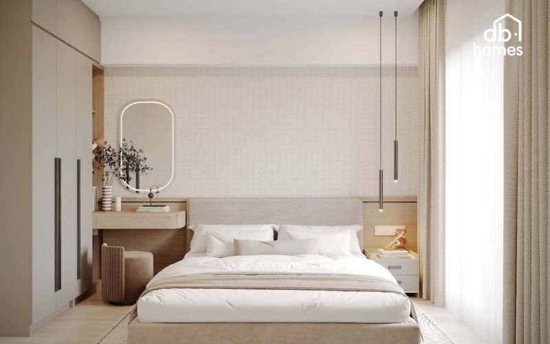 Trang trí gương lớn sẽ giúp không gian thêm sinh động và mở rộng