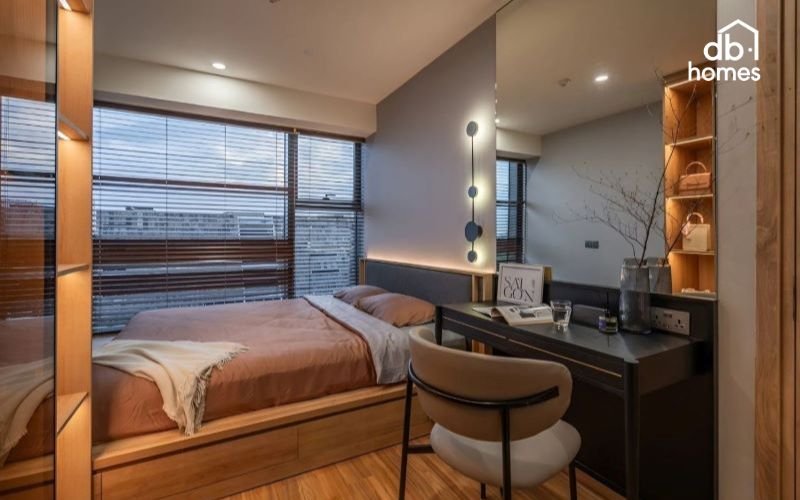 Mẫu thiết kế nội thất chung cư 3 phòng ngủ tích hợp giường và ngăn chứa đồ tối ưu không gian sống