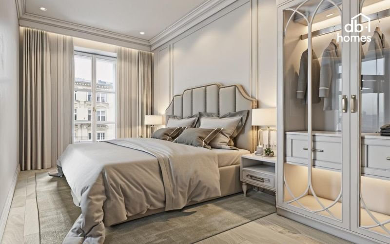 Phòng ngủ không gian mở thường tận dụng tối đa ánh sáng tự nhiên thông qua cửa sổ lớn, cửa kính giúp không gian trở nên rộng rãi hơn