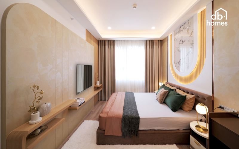 Ưu tiên sử dụng nội thất gắn tường giúp tiết kiệm diện tích và đảm bảo công năng