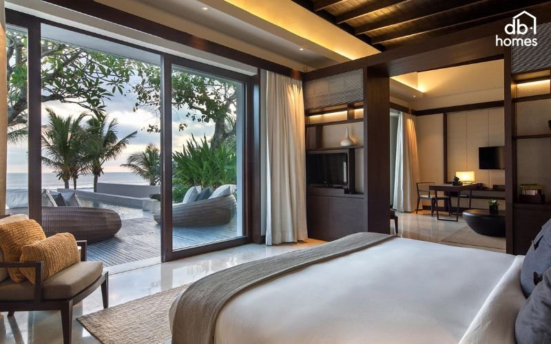 Phòng ngủ master biệt thự với không gian mở hòa mình thiên nhiên mang đến sự thư thái và nâng tầm chất lượng sống