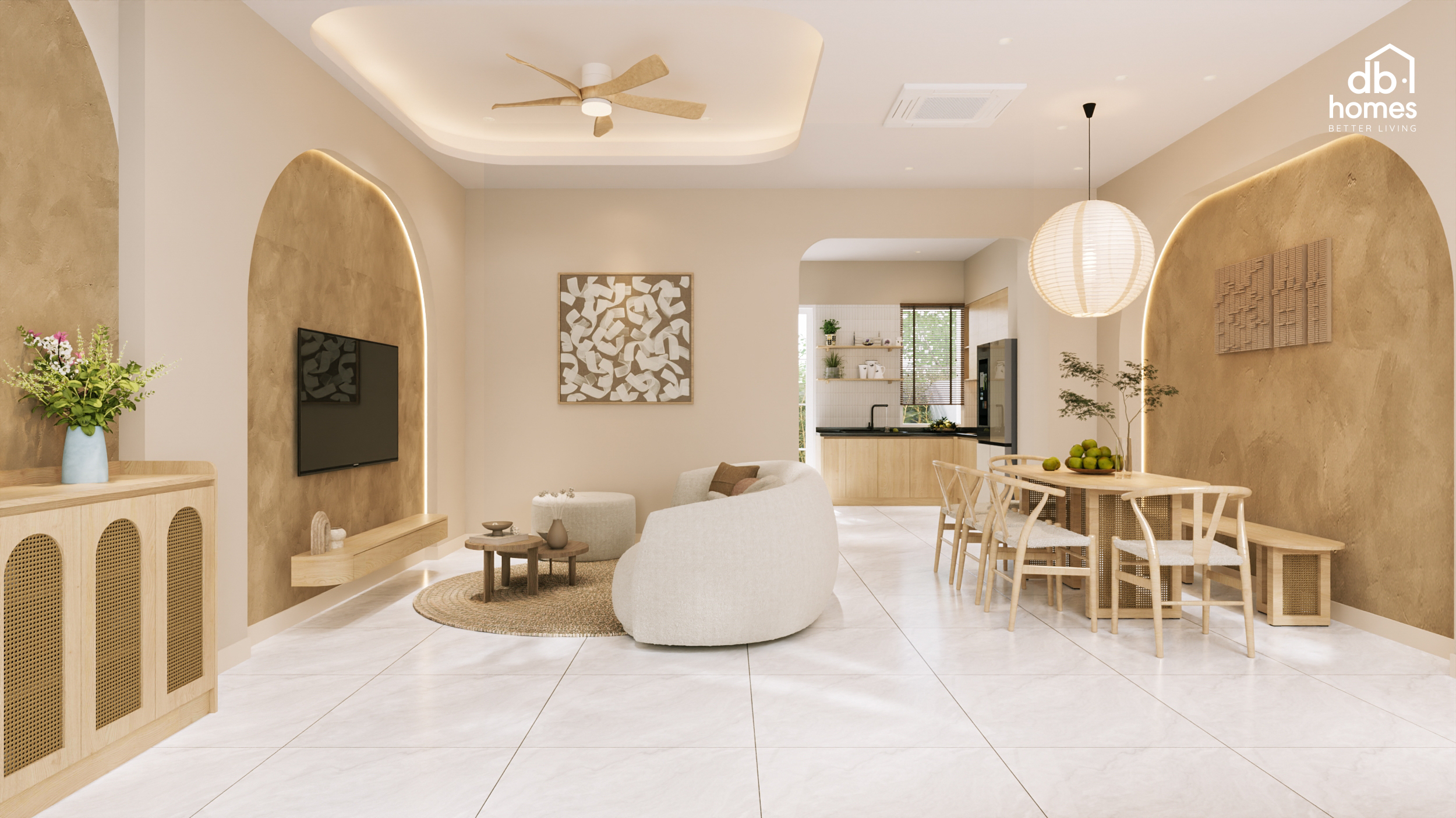 Không gian được thiết kế theo phong cách Wabi-Sabi