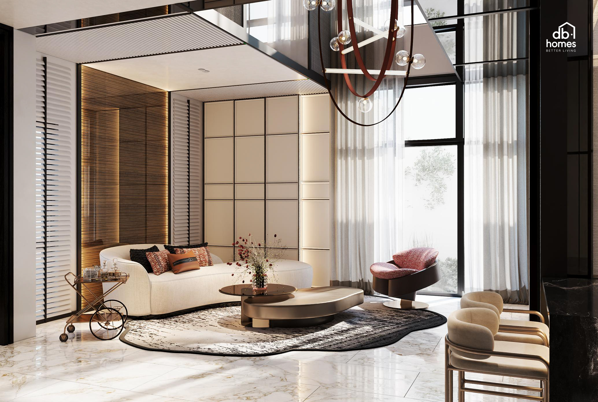 Không gian phòng khách mang biểu tượng cân bằng Equinox