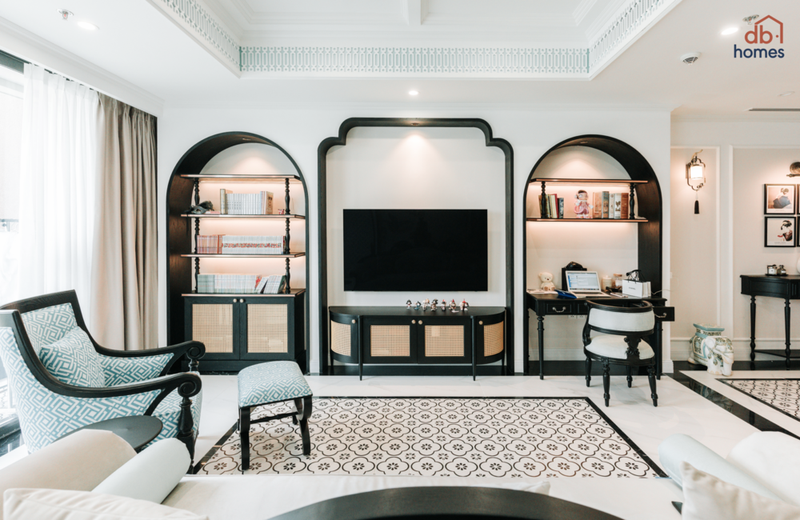 Không gian phòng khách phong cách Đông Dương hiện đại