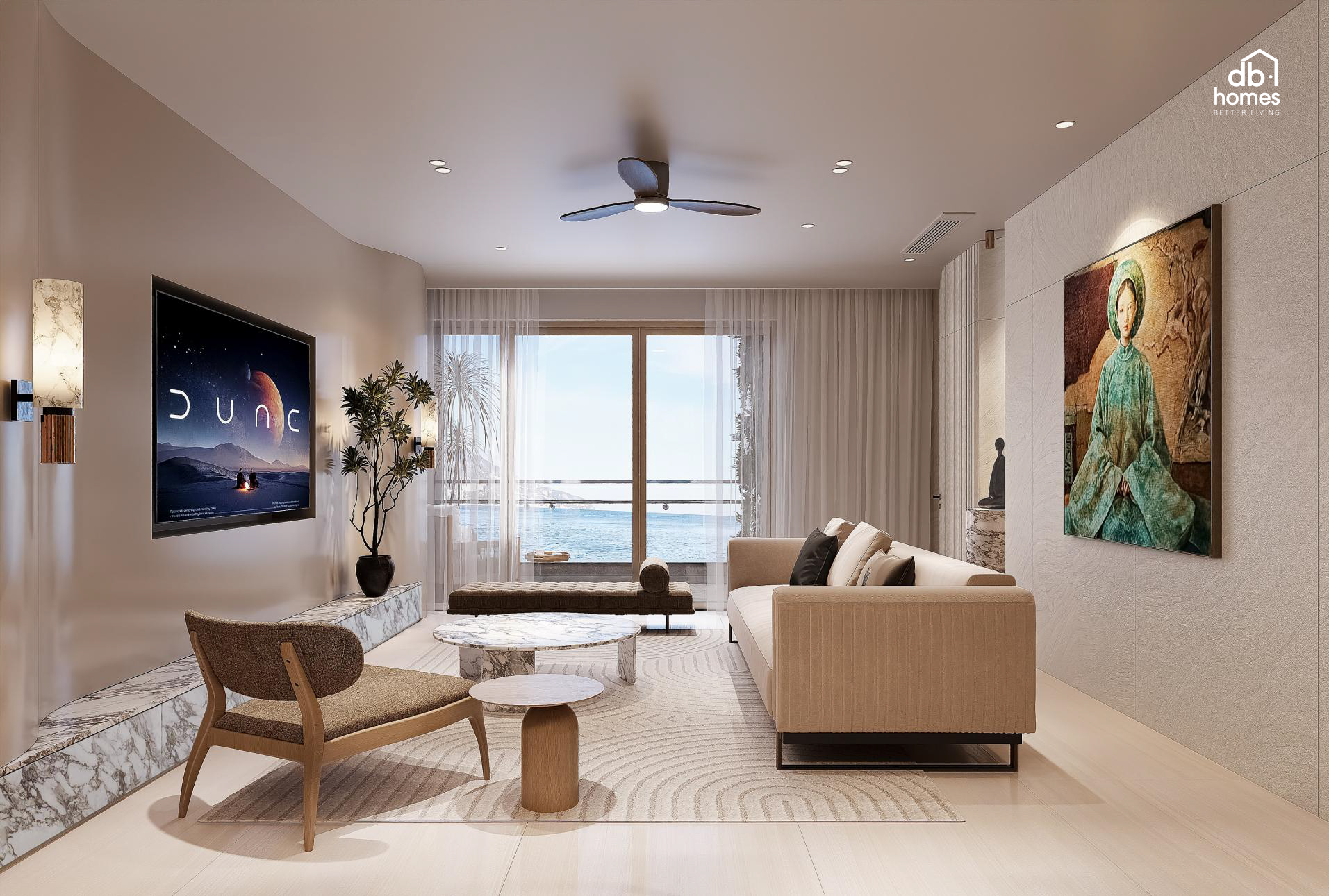 Không gian vượt khỏi tiêu chuẩn nghỉ dưỡng để chạm tới gallery living