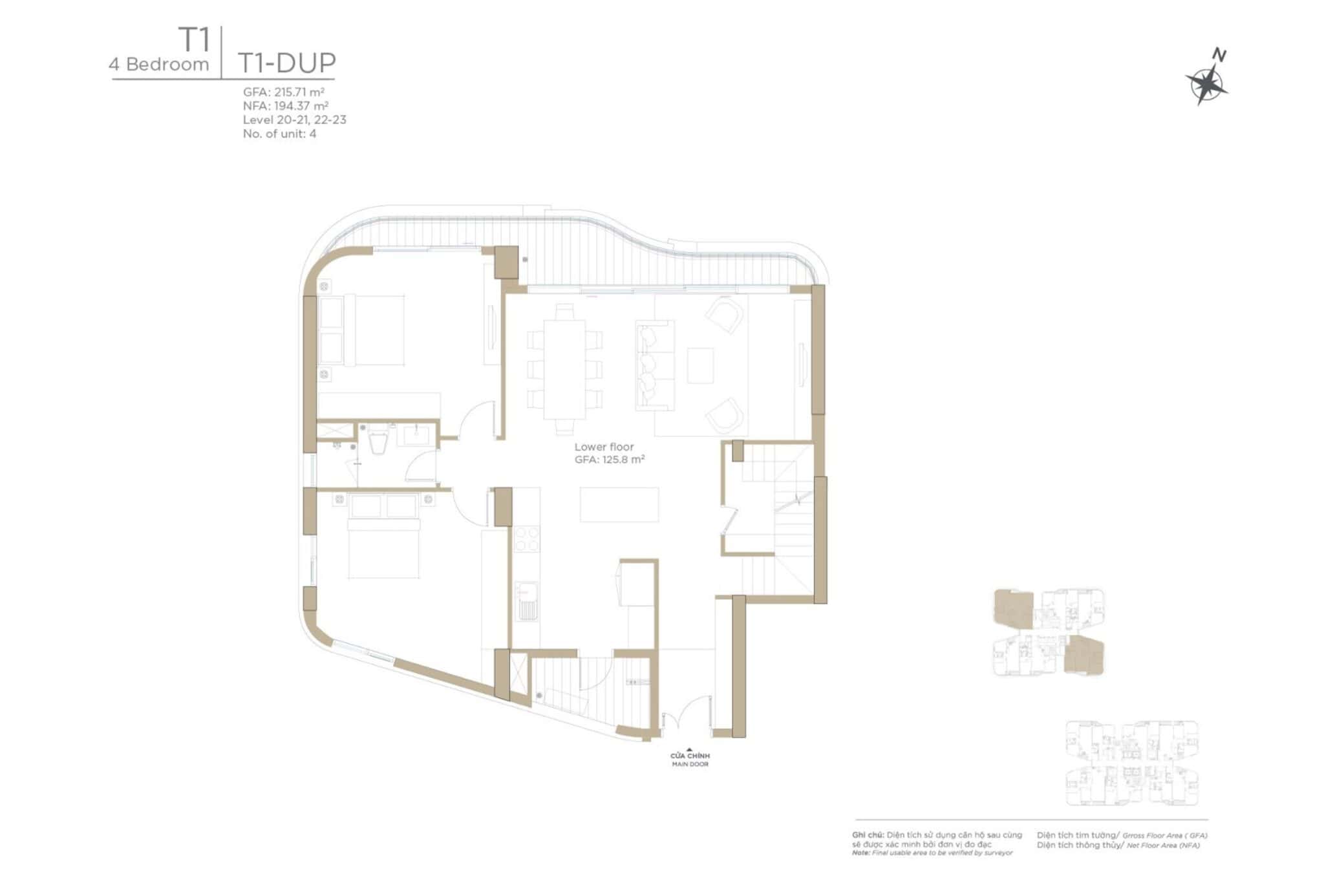 Mặt bằng căn hộ Duplex Thủ Thiêm Zeit River