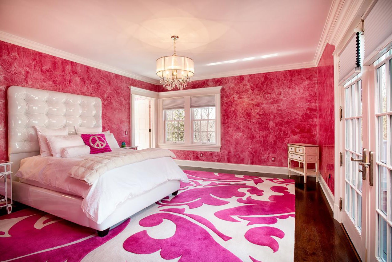 thiết kế phòng ngủ màu hồng